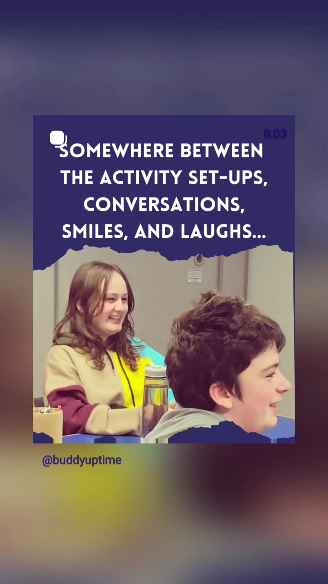 Two Buddy UP! participants smiling during a shared activity